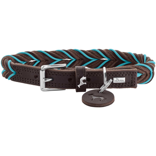 Collar Solid Education Cord 40/S, Darkbrown/Turquoise